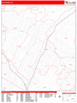 Pico Rivera  Wall Map Red Line Style